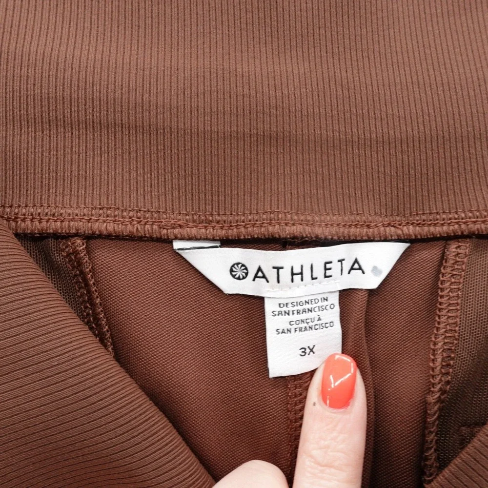 NWT Athleta Venice High Rise Split‎ Leg Pants 3X Brown Womens Stretch Athleisure